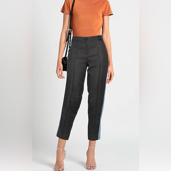 Steve J & Yoni P Korean designed casual pants. Houndstooth print, brown, denim. - Picture 2 of 16